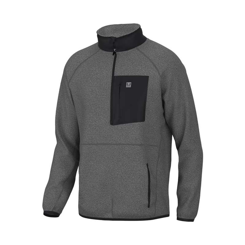 Huk Mens Waypoint Fleece 1/2 Zip Charcoal Heather Small